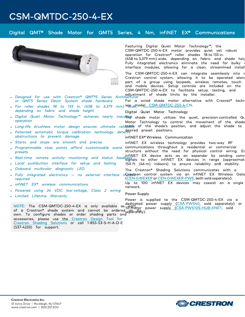 Página 1 del manual Ficha técnica Crestron CSM-QMTDC-250-4-EX