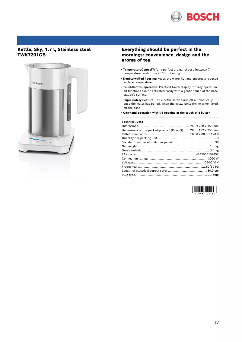 Imagen de la primera página del manual del dispositivo TWK720.GB