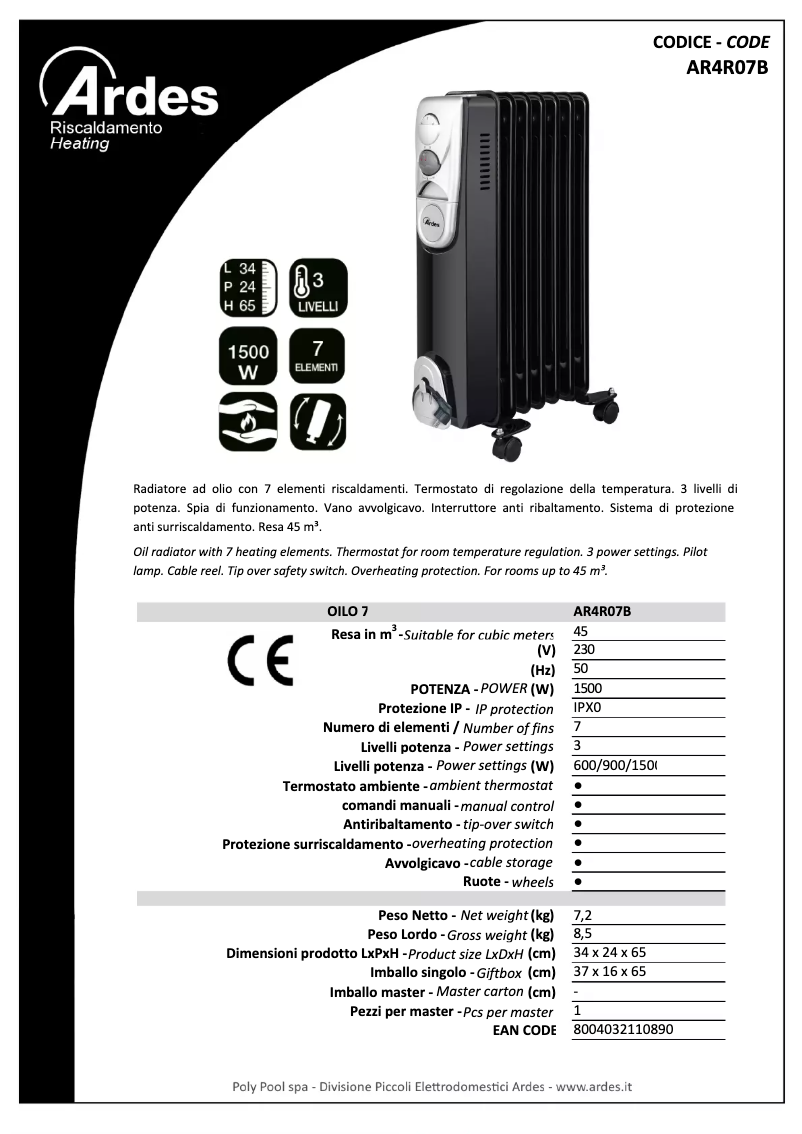 Página nº 1 - Ficha técnica Ardes AR4R07B