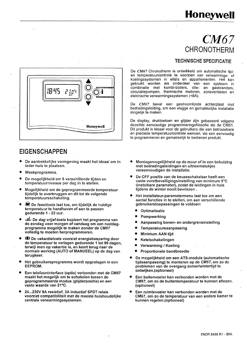 Página 1 del manual Manual de usuario Honeywell Chronotherm CM67