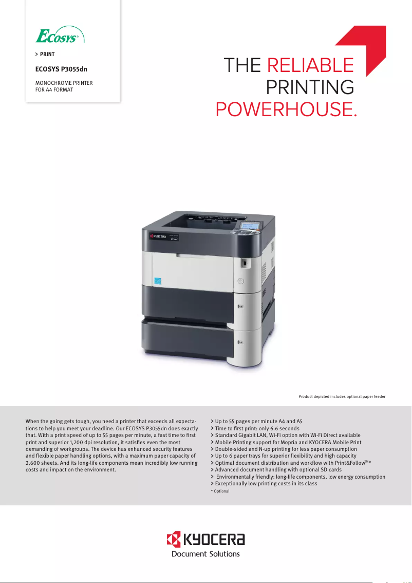 Imagen de la primera página del manual del dispositivo ECOSYS P3055dn