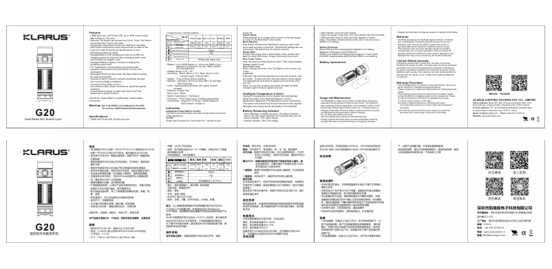Página 1 del manual Manual de usuario Klarus G20