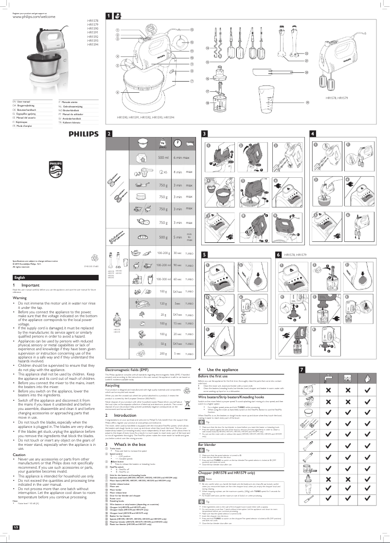 Página nº 1 - Manual de usuario Philips Avance Collection HR1593