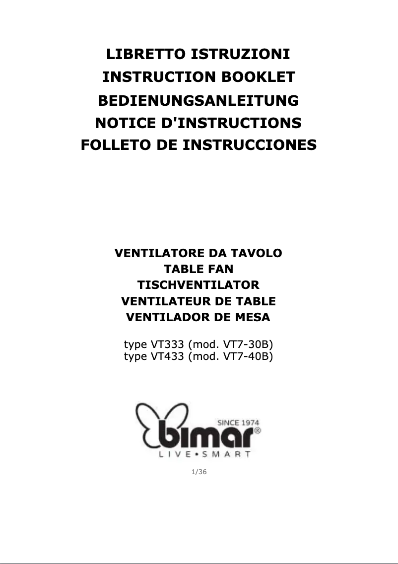 Página 1 del manual Manual de usuario Bimar VT433