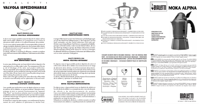Imagen de la primera página del manual del dispositivo Moka Alpina