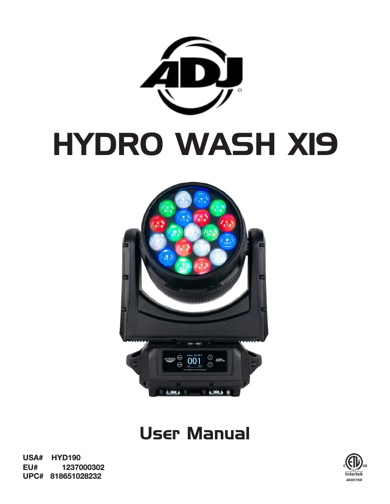 Imagen de la primera página del manual del dispositivo Hydro Wash X19