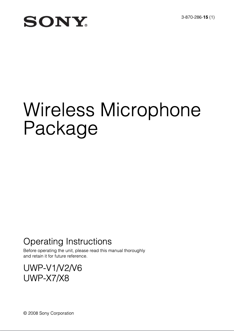 Página 1 del manual Manual de usuario Sony UWP-X7