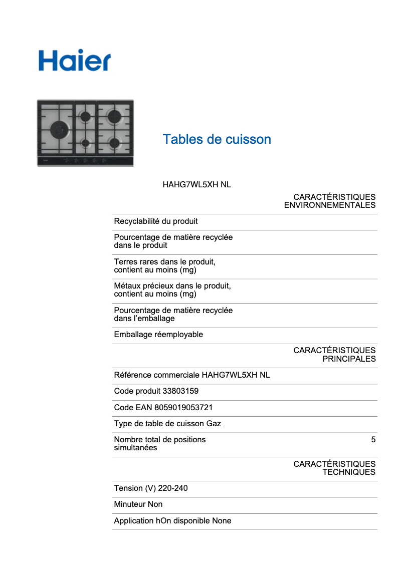 Página 1 del manual Etiqueta energética Haier HAHG7WL5XH