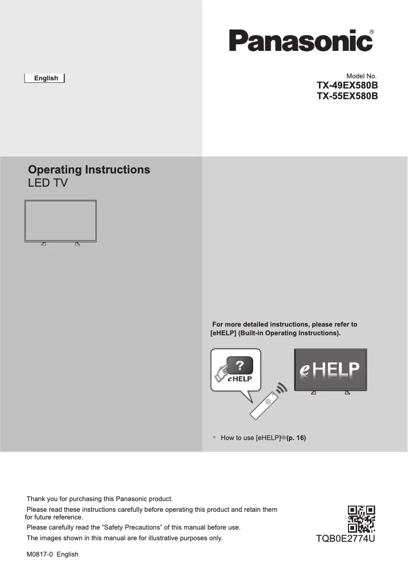 Imagen de la primera página del manual del dispositivo TX-49EX580B