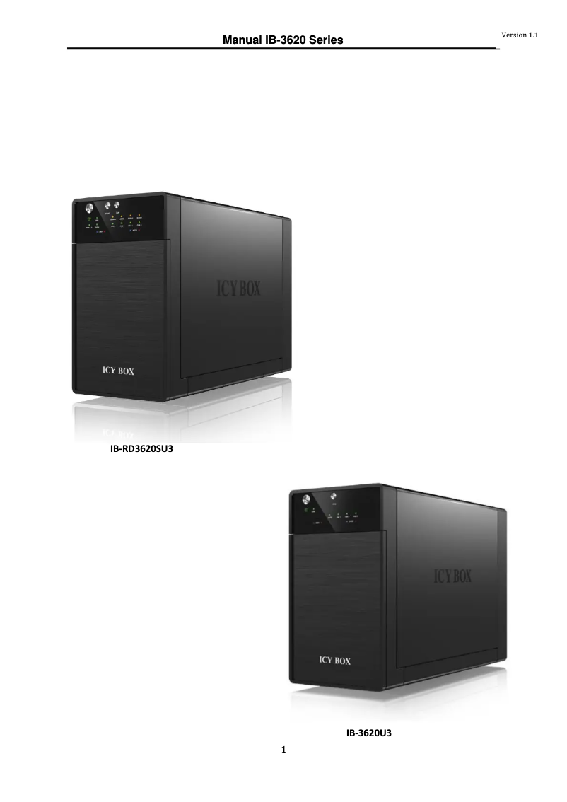 Página 1 del manual Manual de instrucciones Icy Box IB-RD3620SU3