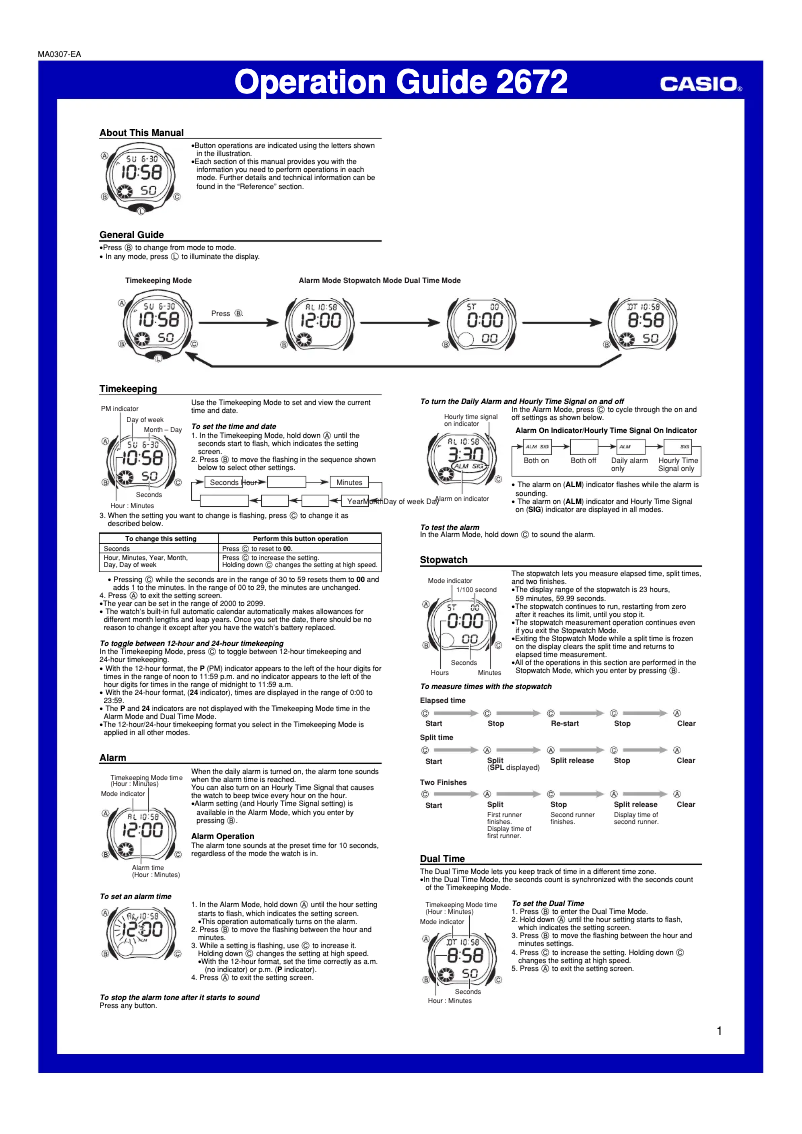 Página nº 1 - Manual de usuario Casio LW200-7AV