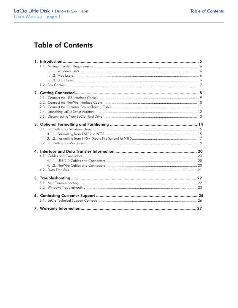 Imagen de la primera página del manual del dispositivo Little Disk