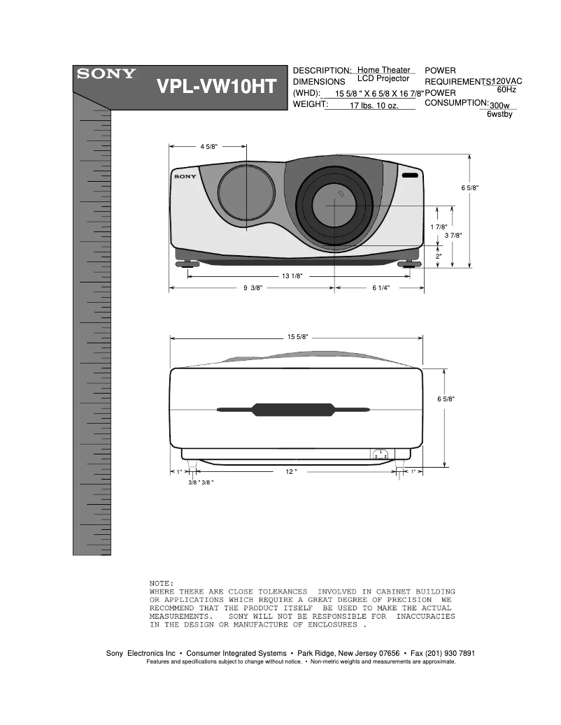 Página nº 1 - Guía de instalación Sony VPL-VW10HT
