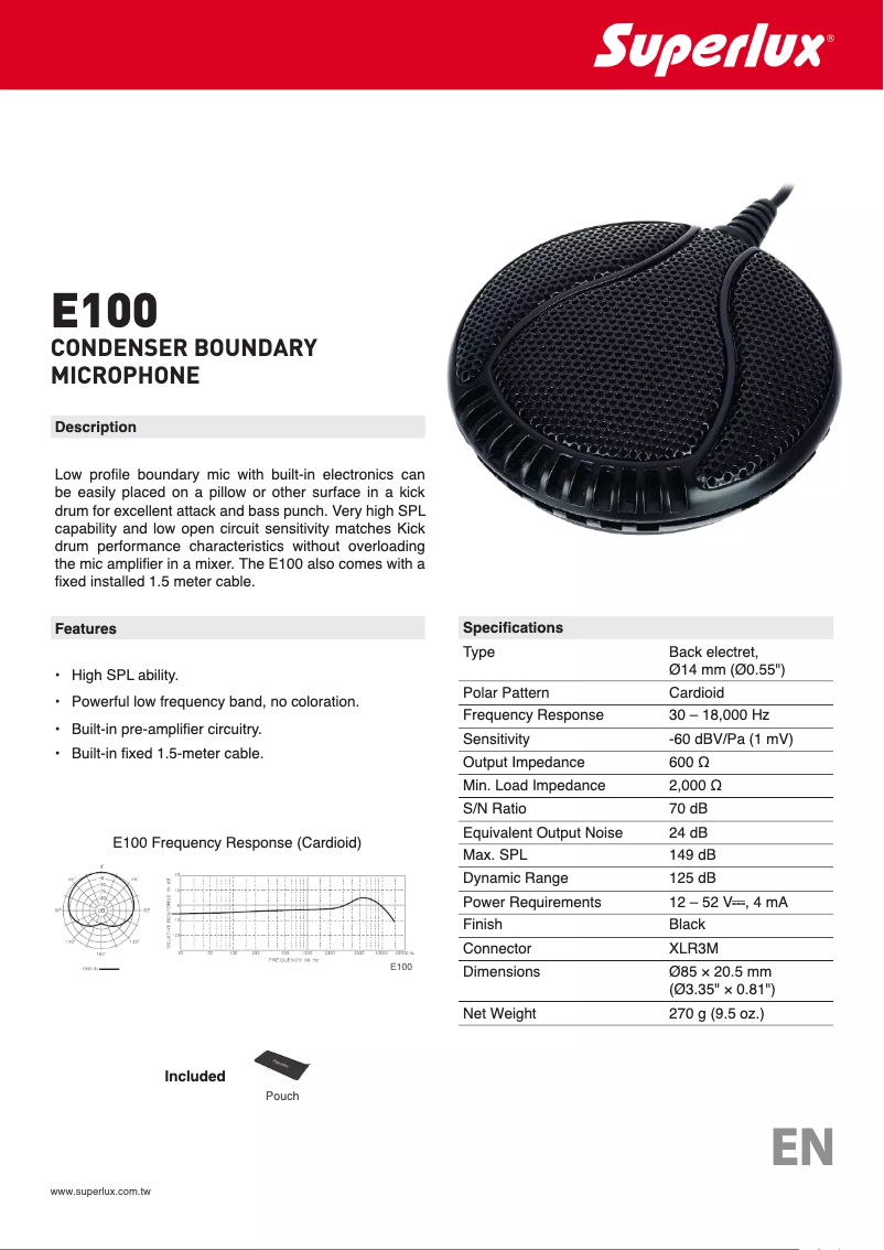 Página 1 del manual Manual de usuario Superlux E100