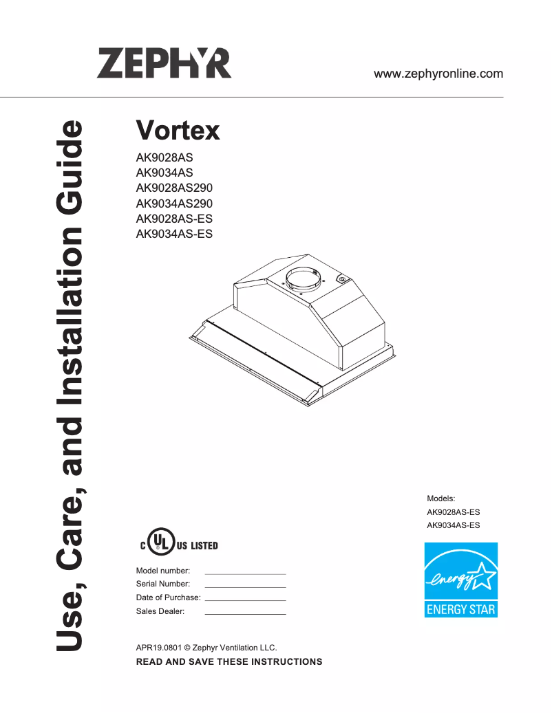 Imagen de la primera página del manual del dispositivo Vortex AK9034AS