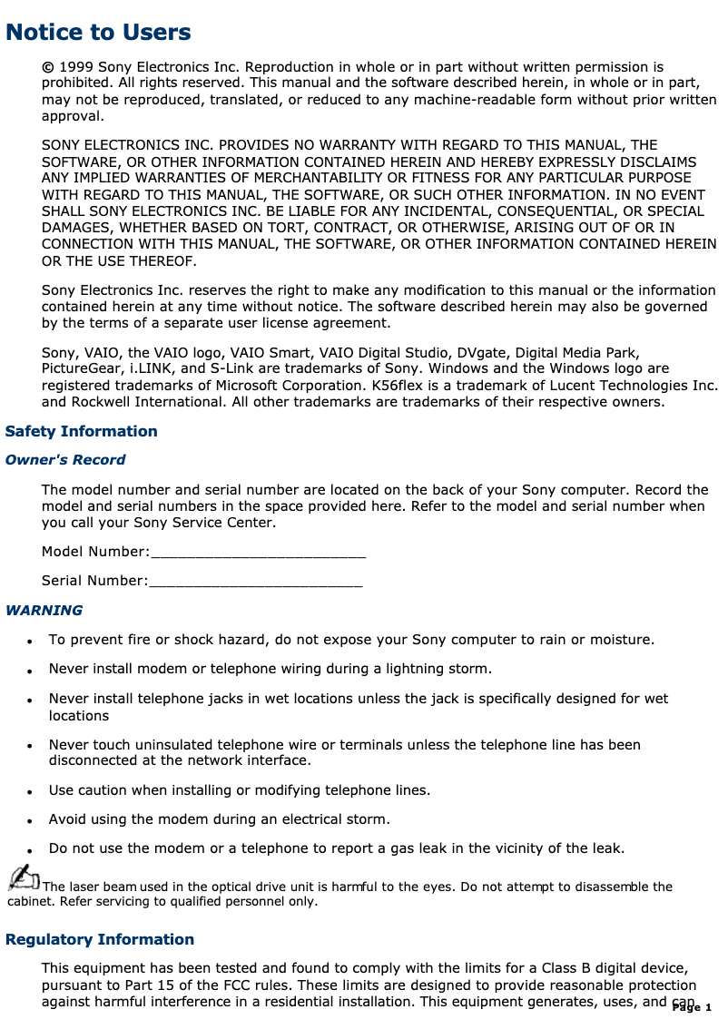 Imagen de la primera página del manual del dispositivo Vaio PCV-E518DS