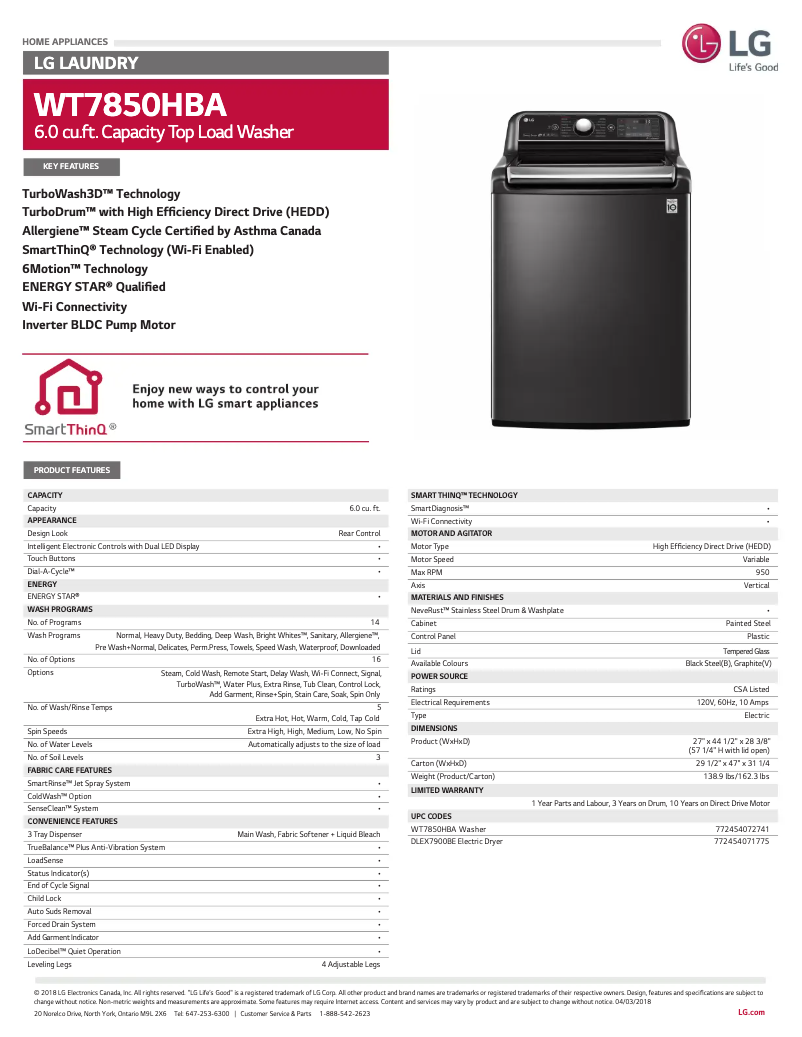 Imagen de la primera página del manual del dispositivo WT7850HBA