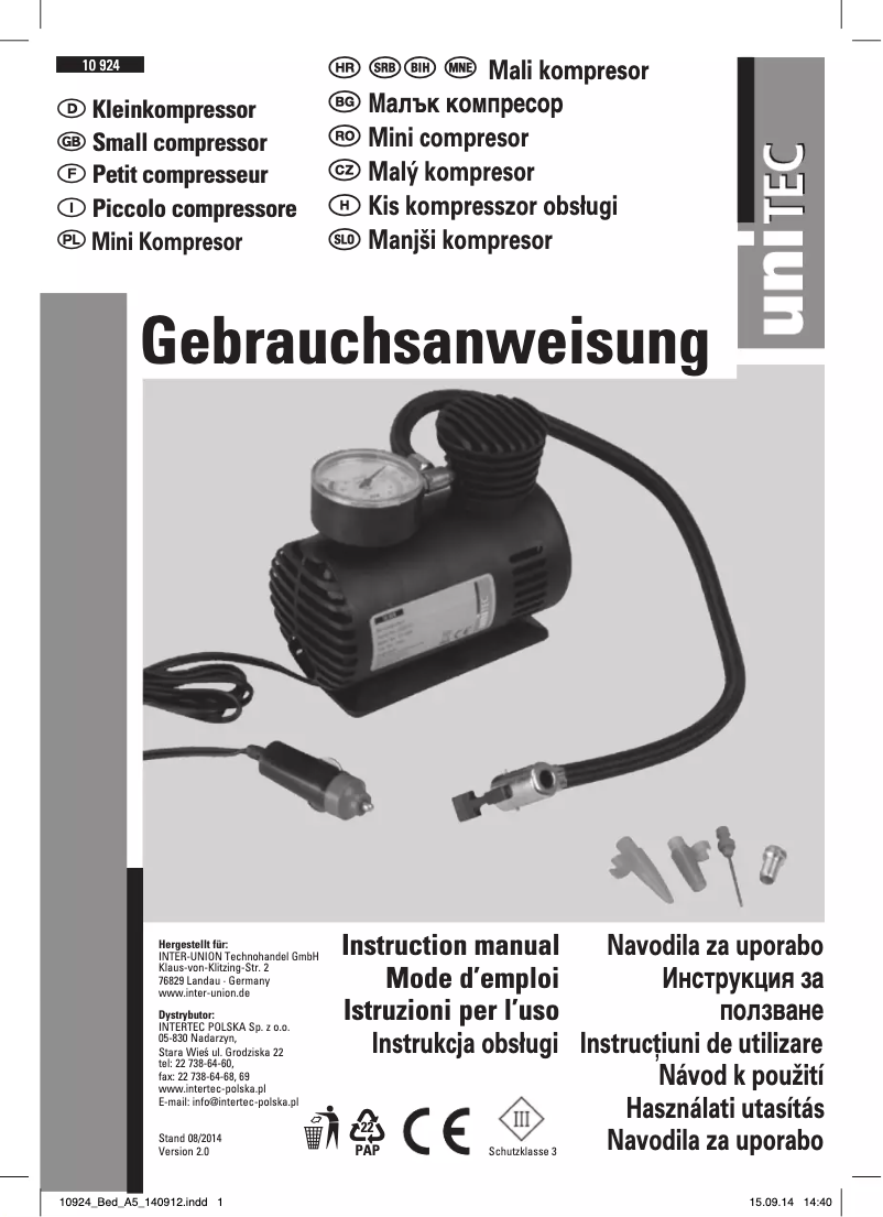 Imagen de la primera página del manual del dispositivo 10924