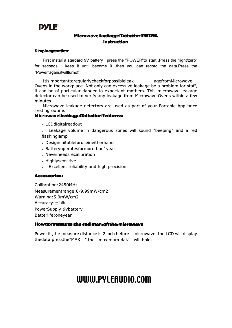 Página 1 del manual Manual de usuario Pyle PMD74