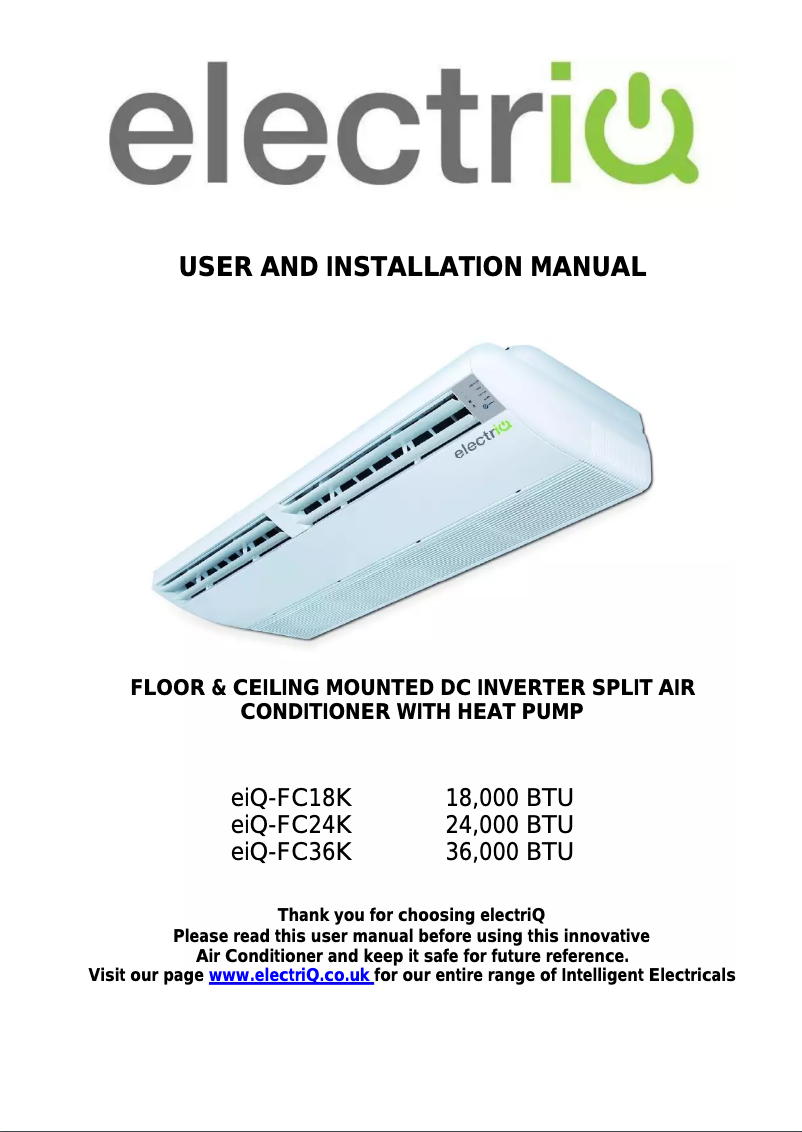 Imagen de la primera página del manual del dispositivo eiq-FC36K