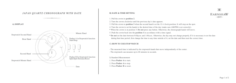 Página 1 del manual Manual de usuario Earnshaw Grand Legacy ES-8089-04