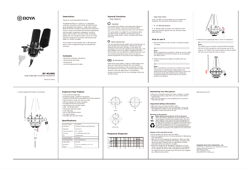 Imagen de la primera página del manual del dispositivo BY-M1000