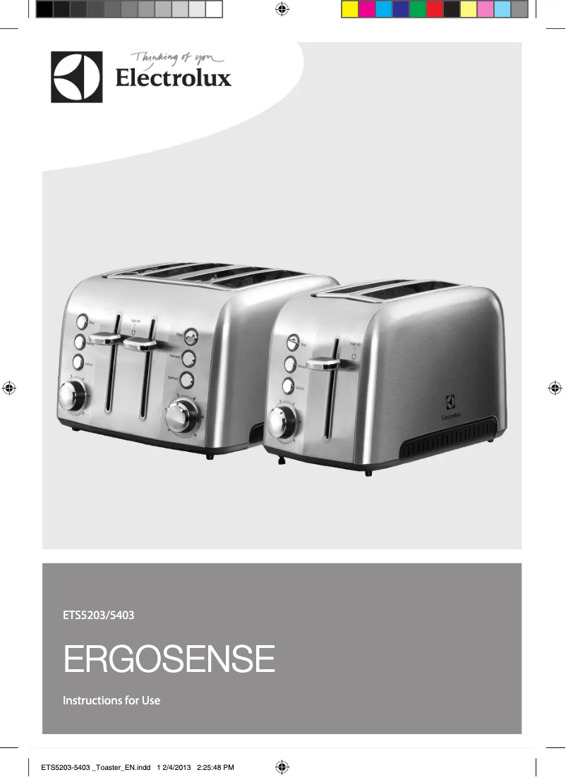 Imagen de la primera página del manual del dispositivo ErgoSense ETS5403