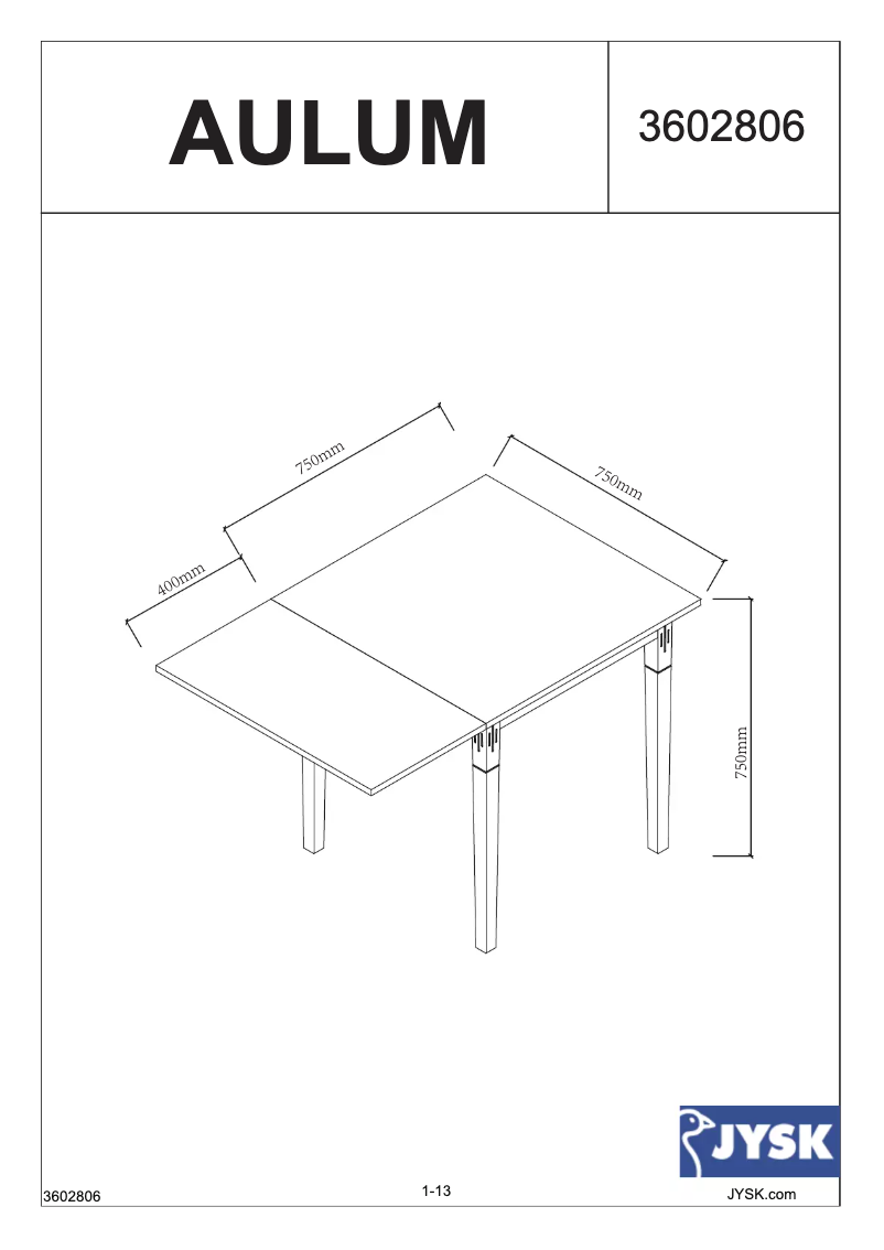 Imagen de la primera página del manual del dispositivo Aulum (75x115x75)