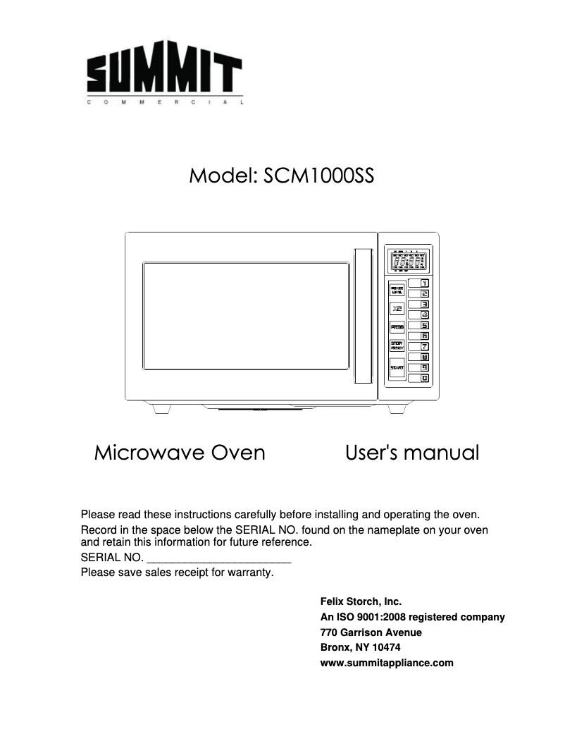 Imagen de la primera página del manual del dispositivo SCM1000SS