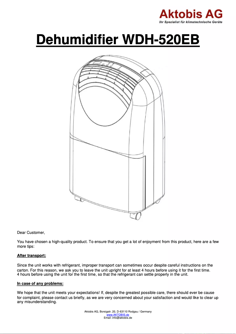 Página 1 del manual Manual de usuario Aktobis WDH-520EB