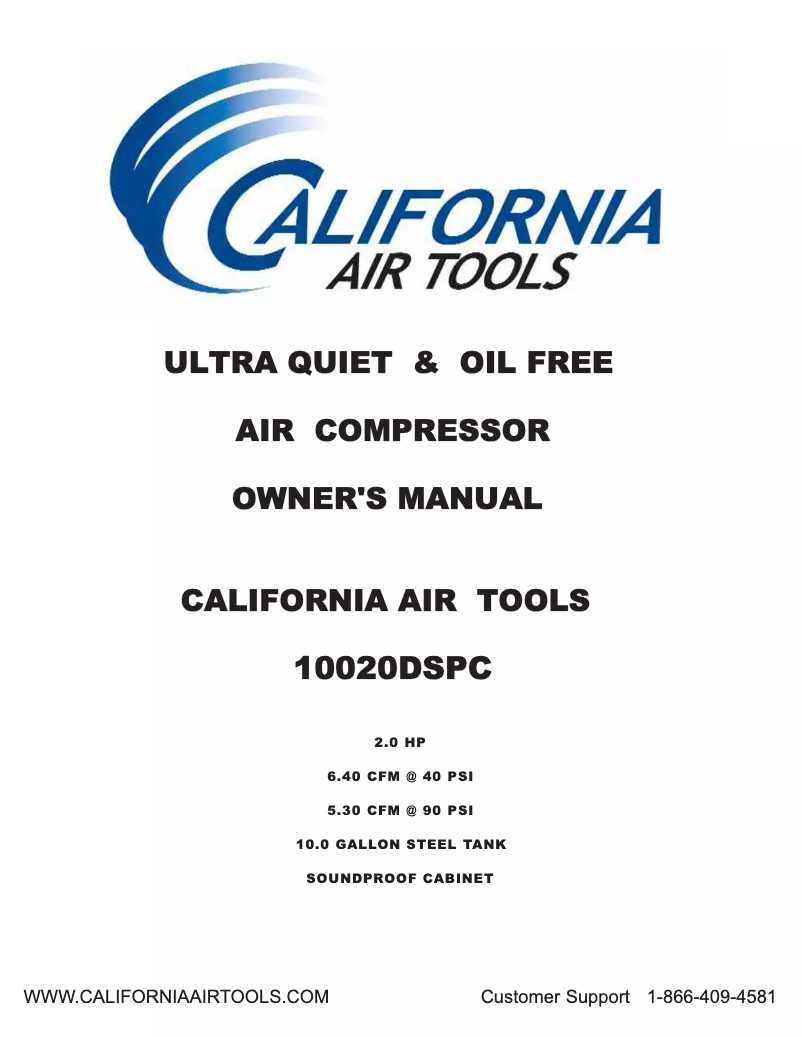 Página 1 del manual Manual de usuario California Air Tools 10020DSPC