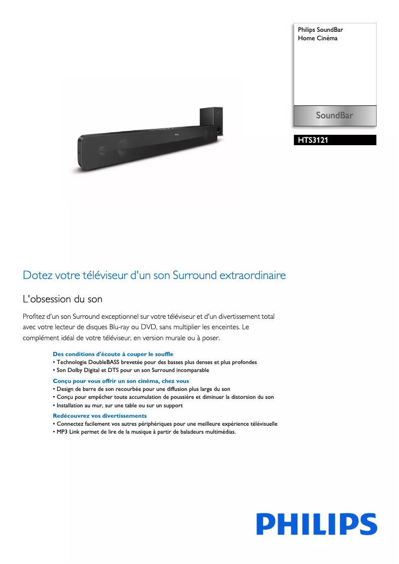 Página 1 del manual Ficha técnica Philips HTS3121