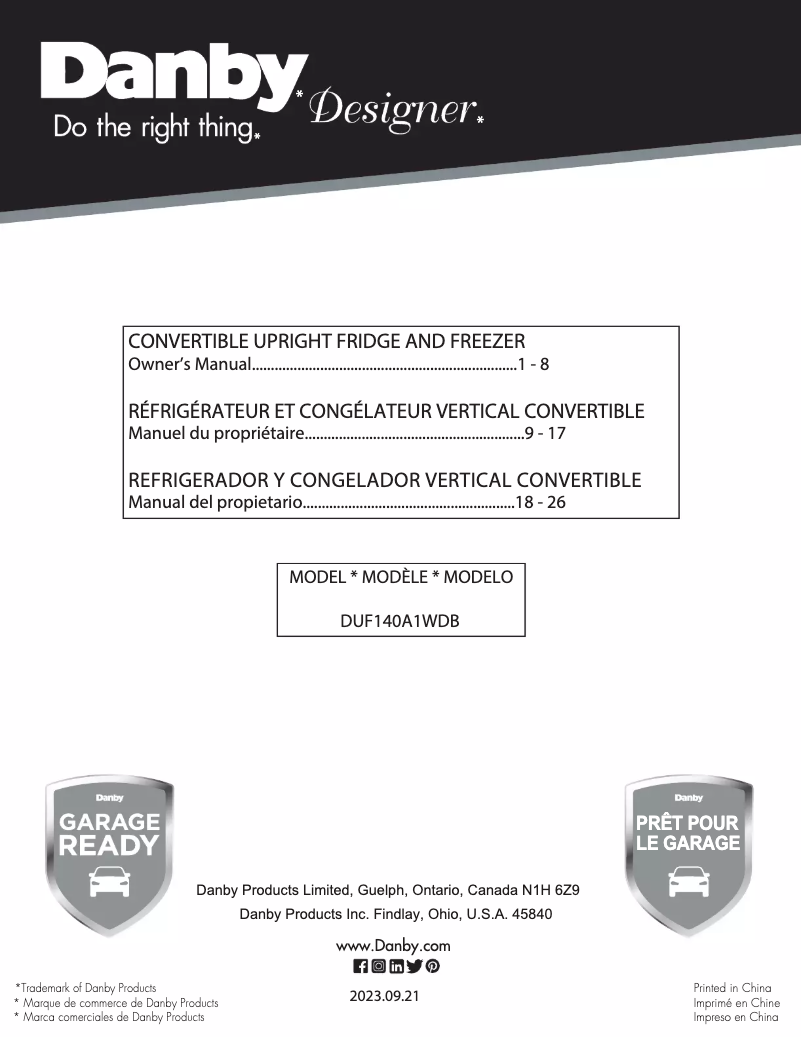 Imagen de la primera página del manual del dispositivo DUF140A1WDB