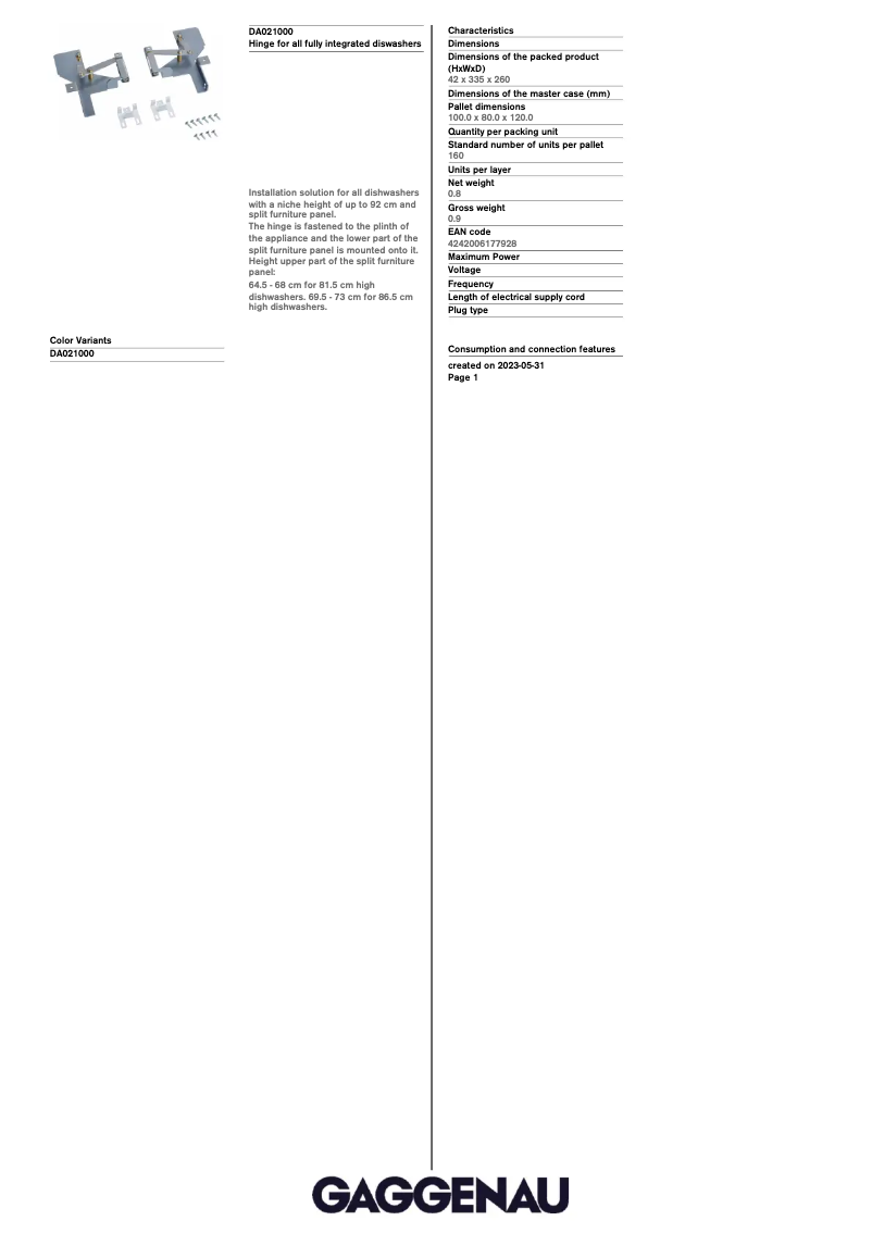 Imagen de la primera página del manual del dispositivo DA021000