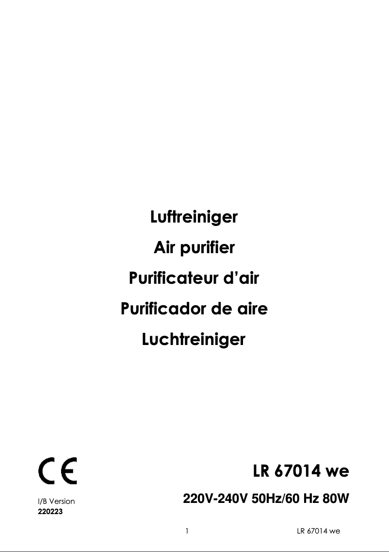 Página 1 del manual Manual de usuario GUTFELS LR 67014 WE