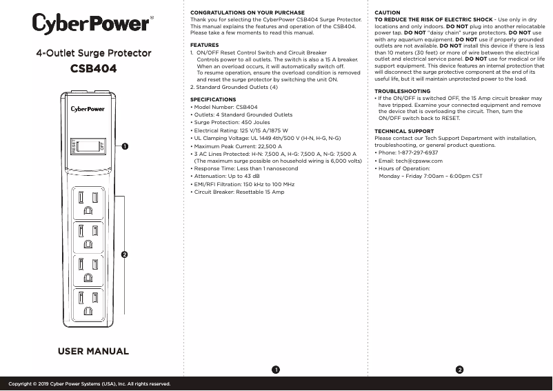 Página 1 del manual Manual de usuario CyberPower Essential CSB404