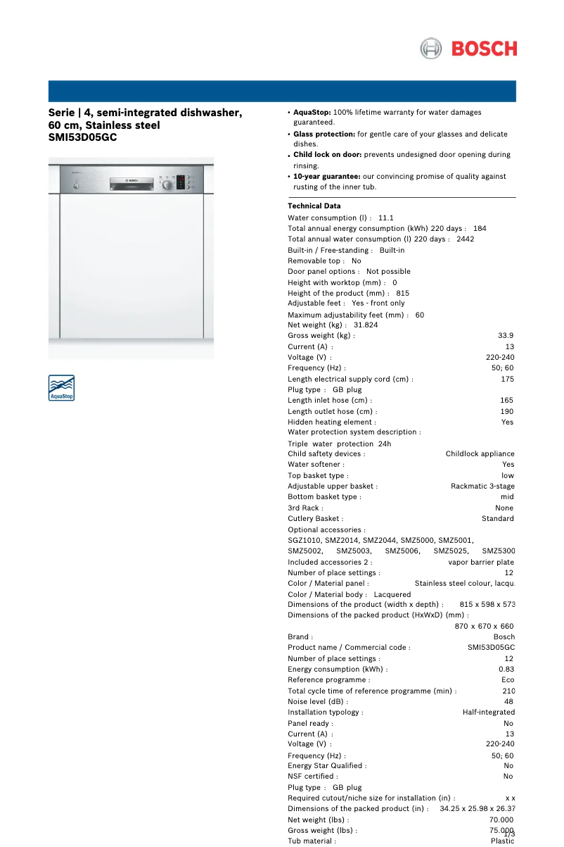 Imagen de la primera página del manual del dispositivo SMI53D05GC