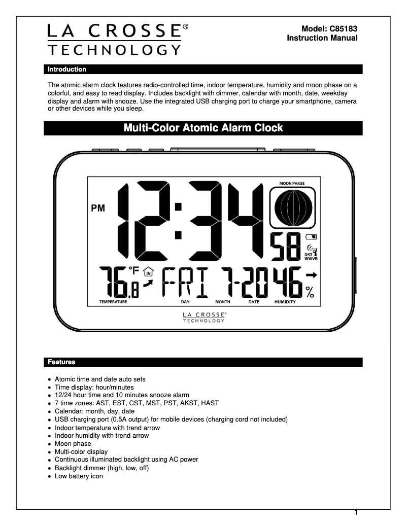 Imagen de la primera página del manual del dispositivo C85183