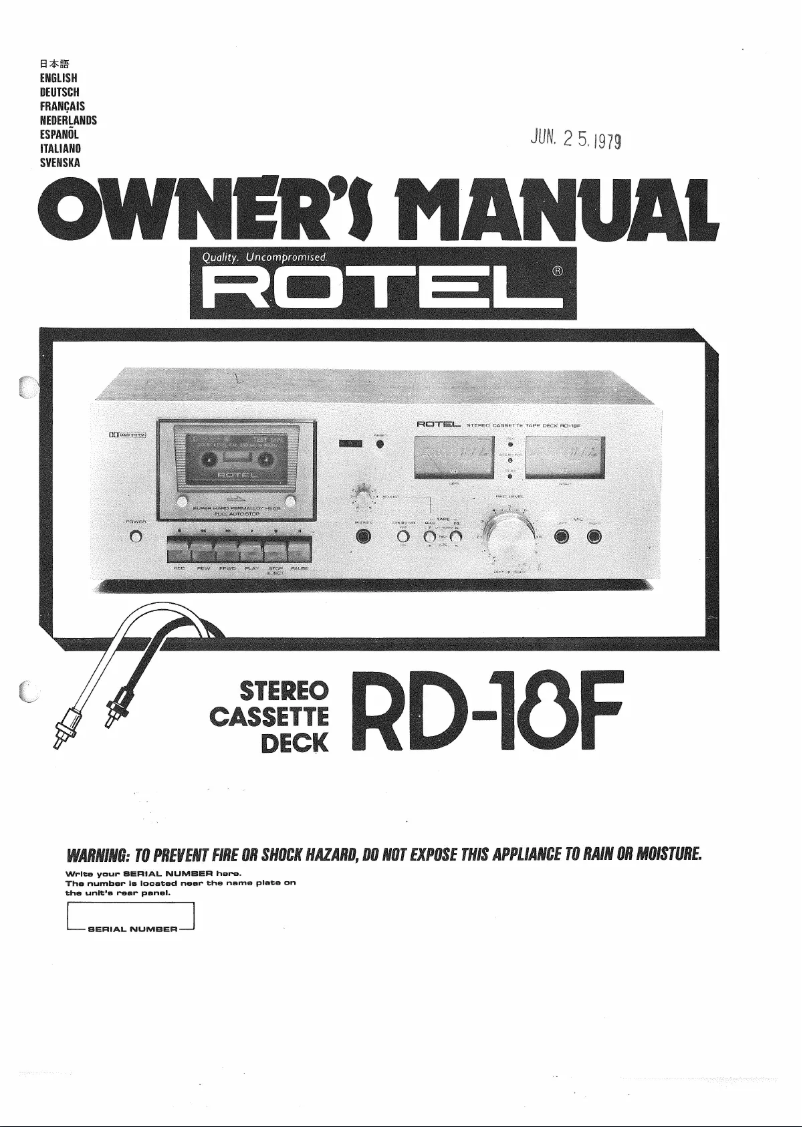 Imagen de la primera página del manual del dispositivo RD-18F