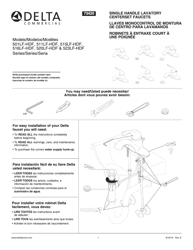 Página 1 del manual Manual de usuario Delta 501LF-HDF