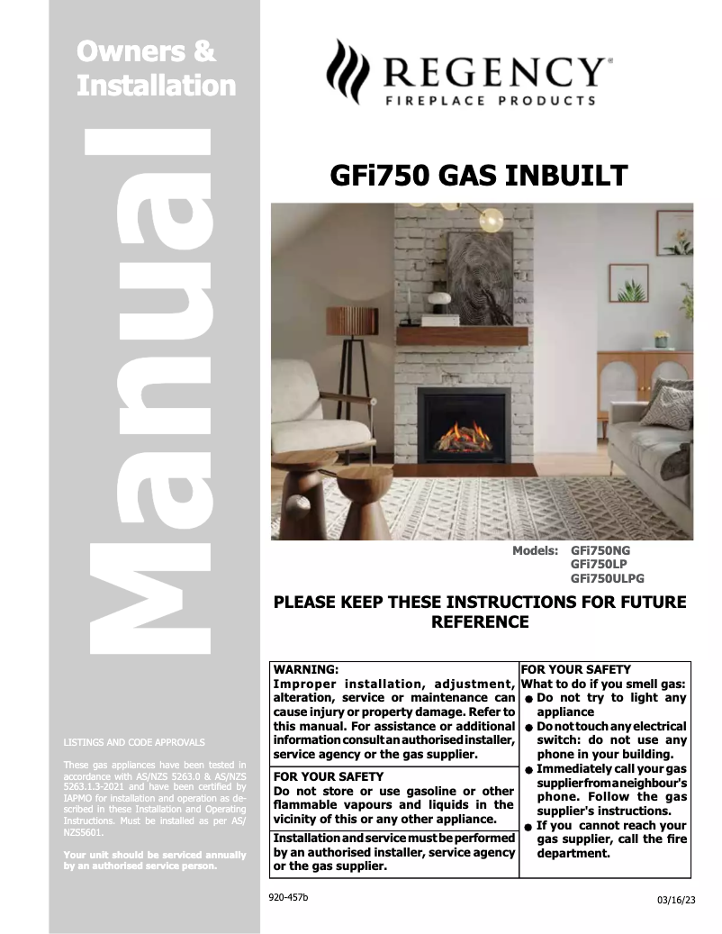 Página nº 1 - Manual de usuario Regency Greenfire GFi750