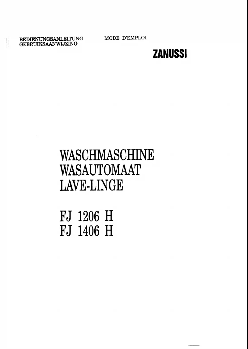 Página 1 del manual Manual de usuario Zanussi-Electrolux FJ 1406 H