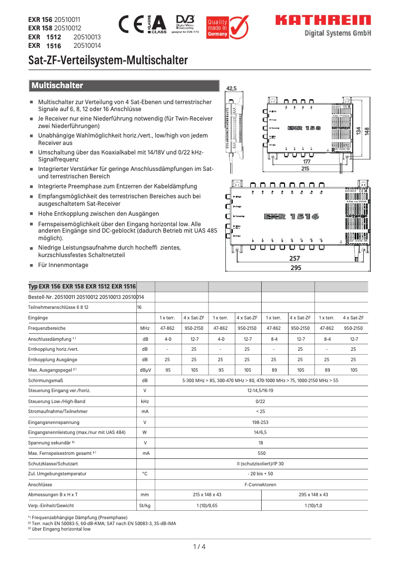 Página 1 del manual Manual de usuario Kathrein EXR 1512