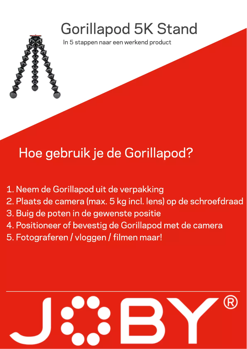Página 1 del manual Manual de usuario Joby GorillaPod 5K Stand
