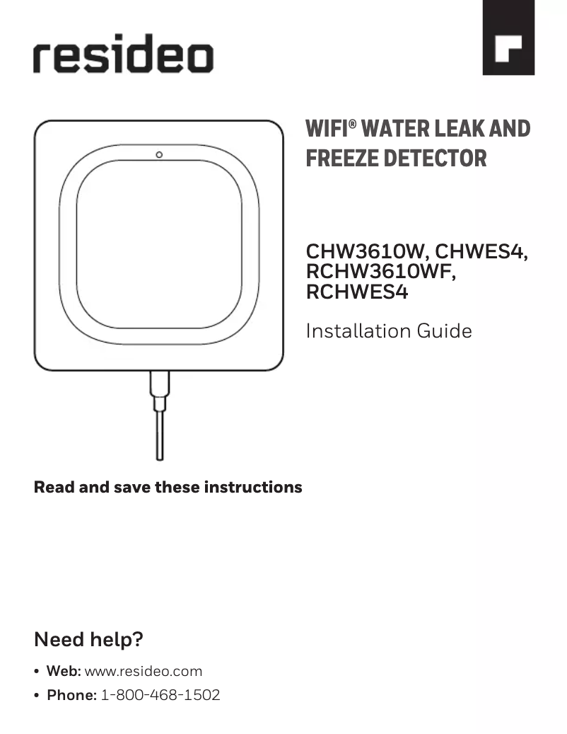 Imagen de la primera página del manual del dispositivo RCHW3610WF1001
