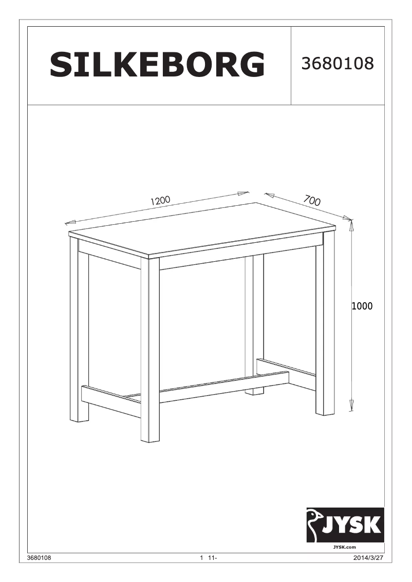Imagen de la primera página del manual del dispositivo Silkeborg (70x120x100)