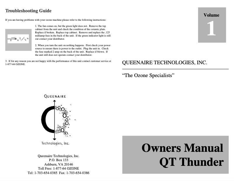 Imagen de la primera página del manual del dispositivo QT Thunder QTT3F