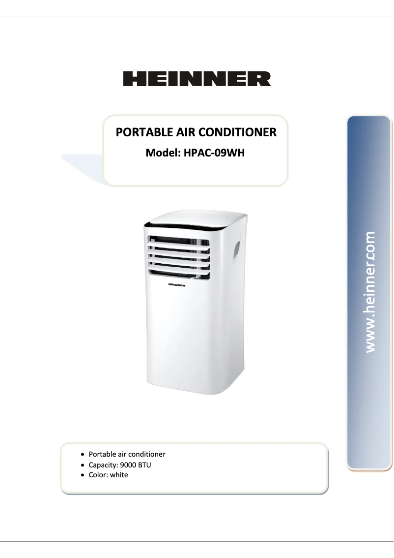 Imagen de la primera página del manual del dispositivo HPAC-09WH