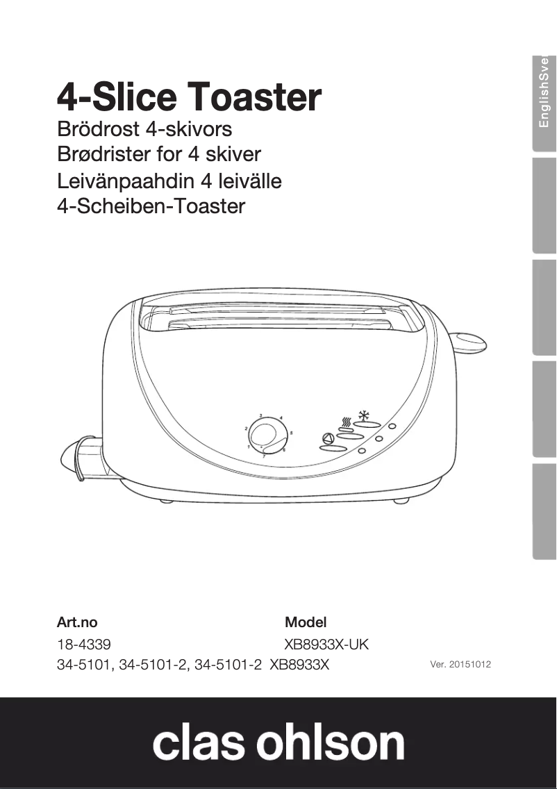Página 1 del manual Manual de usuario Clas Ohlson XB8933X