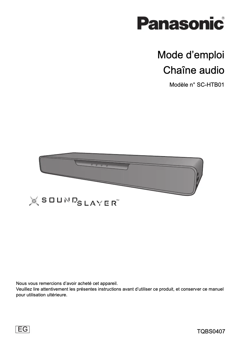 Página nº 1 - Manual de usuario Panasonic SC-HTB01